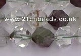 CPC18 15.5 inches 12mm faceted nuggets green phantom quartz beads