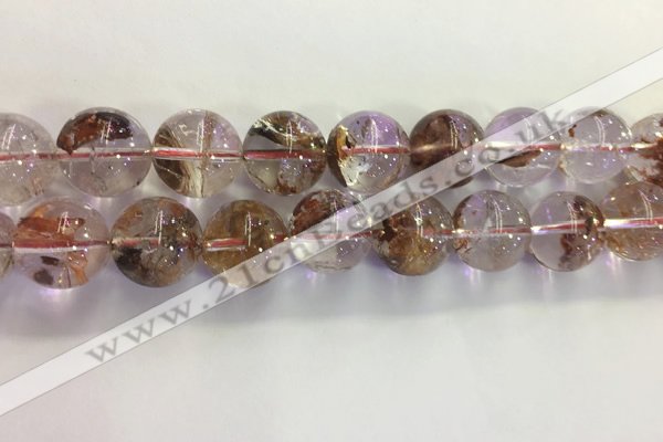 CPC656 15.5 inches 16mm round yellow phantom quartz beads