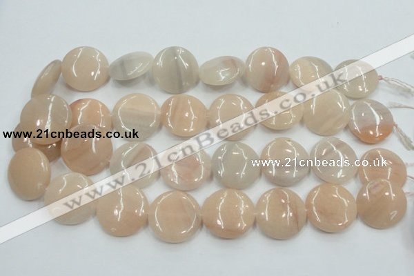 CPI10 15.5 inches 25mm flat round pink aventurine jade beads wholesale