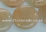 CPI103 15.5 inches 30mm flat round pink aventurine jade beads