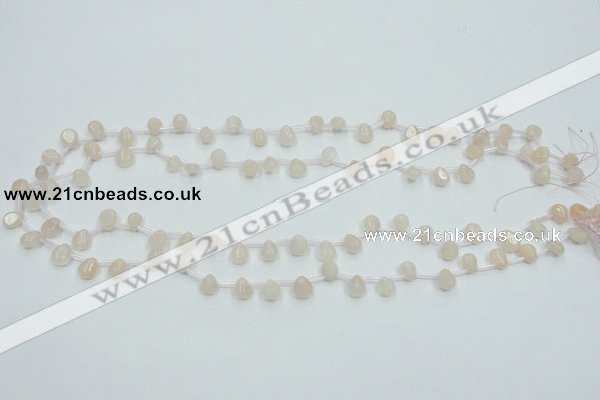 CPI11 15.5 inches 6*8mm top-drilled teardrop pink aventurine jade beads