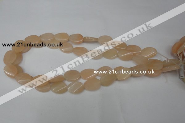 CPI157 15.5 inches 13*18mm twisted oval pink aventurine jade beads