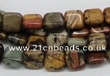 CPJ05 15.5 inches 10*10mm square picasso jasper beads wholesale