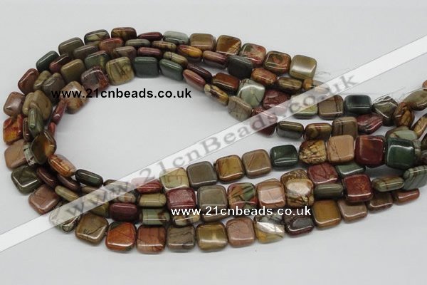 CPJ06 15.5 inches 14*14mm square picasso jasper beads wholesale