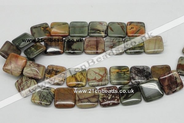 CPJ07 15.5 inches 25*25mm square picasso jasper beads wholesale