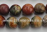 CPJ105 15.5 inches 14mm round picasso jasper gemstone beads wholesale