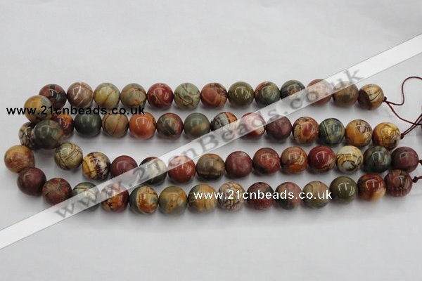 CPJ105 15.5 inches 14mm round picasso jasper gemstone beads wholesale