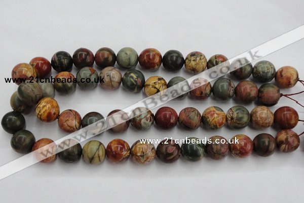 CPJ106 15.5 inches 16mm round picasso jasper gemstone beads wholesale