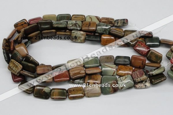 CPJ11 15.5 inches 15*20mm rectangle picasso jasper beads wholesale