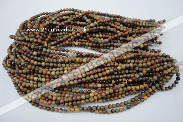 CPJ151 15.5 inches 4mm round picasso jasper gemstone beads