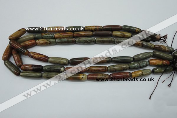 CPJ160 15.5 inches 8*25mm cylinder picasso jasper gemstone beads