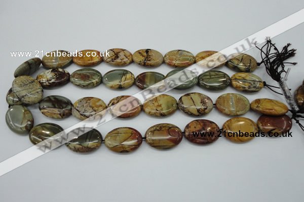 CPJ167 15.5 inches 18*25mm oval picasso jasper gemstone beads