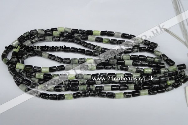 CPJ210 15.5 inches 6*9mm column green picasso jasper beads