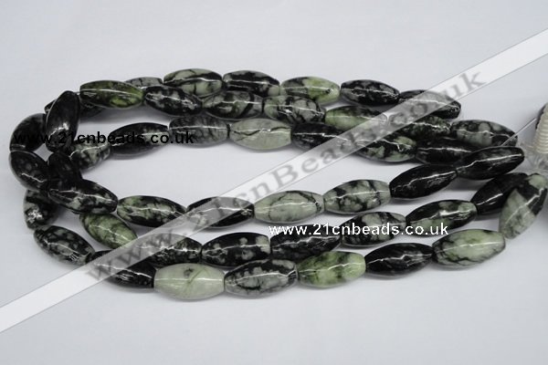 CPJ211 15.5 inches 12*24mm rice green picasso jasper beads