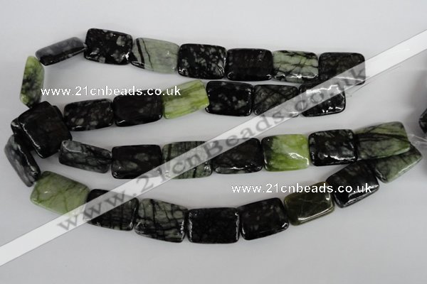 CPJ233 15.5 inches 18*25mm rectangle green picasso jasper beads