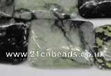 CPJ235 15.5 inches 25*30mm rectangle green picasso jasper beads