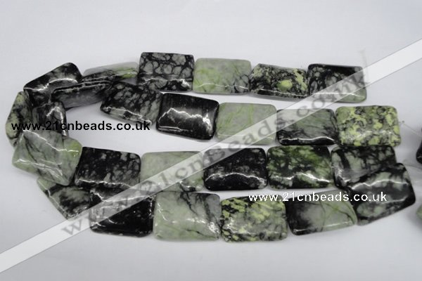 CPJ235 15.5 inches 25*30mm rectangle green picasso jasper beads