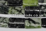 CPJ238 15.5 inches 13*20mm flat tube green picasso jasper beads