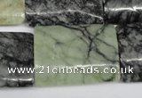 CPJ239 15.5 inches 22*30mm flat tube green picasso jasper beads