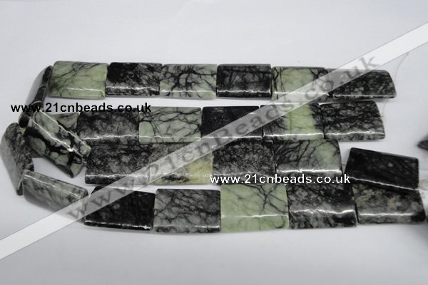 CPJ239 15.5 inches 22*30mm flat tube green picasso jasper beads
