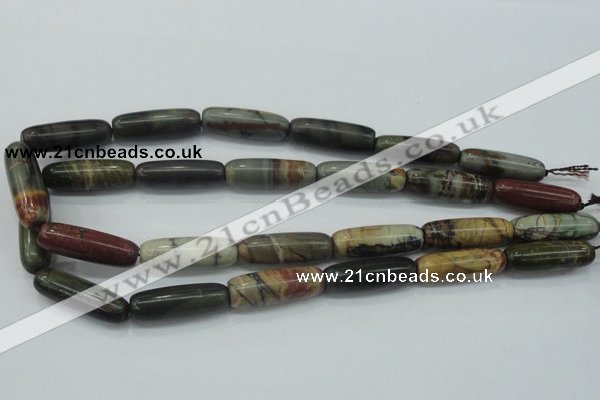 CPJ25 15.5 inches 10*30mm cylinder picasso jasper beads wholesale