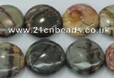 CPJ27 15.5 inches 20mm flat round picasso jasper beads wholesale