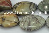 CPJ30 15.5 inches 22*30mm flat teardrop picasso jasper beads wholesale