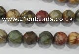 CPJ303 15.5 inches 10mm faceted round picasso jasper beads wholesale