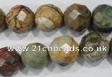 CPJ304 15.5 inches 14mm faceted round picasso jasper beads wholesale