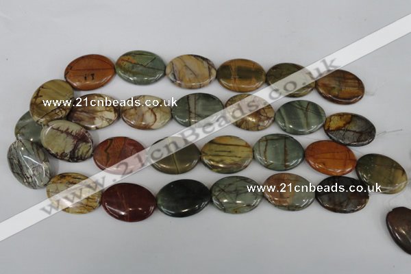 CPJ358 15.5 inches 22*30mm oval picasso jasper gemstone beads