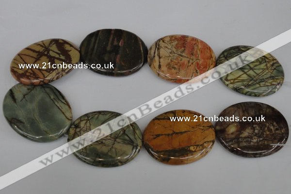 CPJ359 15.5 inches 40*50mm oval picasso jasper gemstone beads