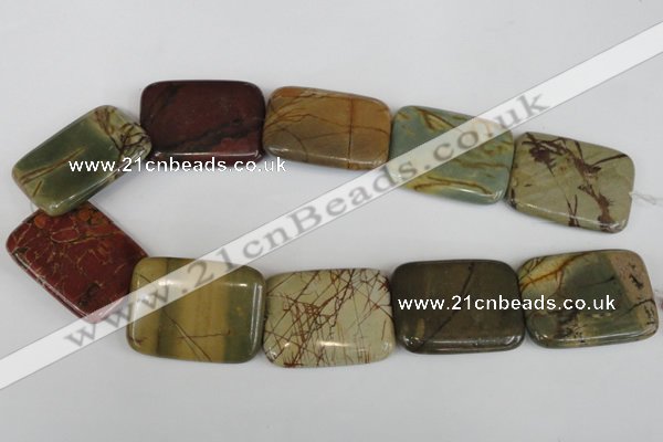 CPJ360 15.5 inches 30*40mm rectangle picasso jasper gemstone beads