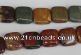 CPJ361 15.5 inches 12*12mm square picasso jasper gemstone beads