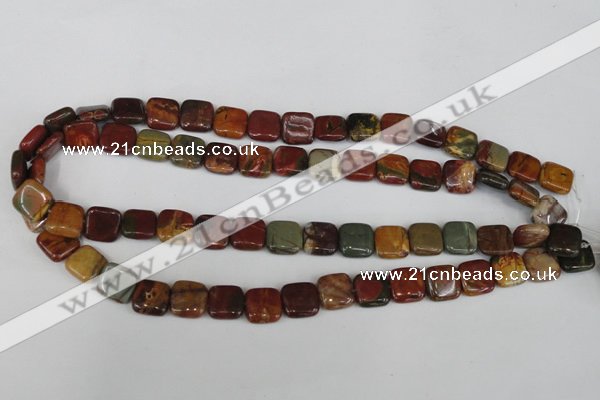 CPJ361 15.5 inches 12*12mm square picasso jasper gemstone beads