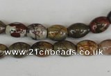 CPJ365 15.5 inches 8*10mm rice picasso jasper gemstone beads