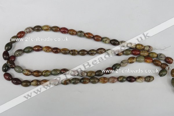 CPJ365 15.5 inches 8*10mm rice picasso jasper gemstone beads