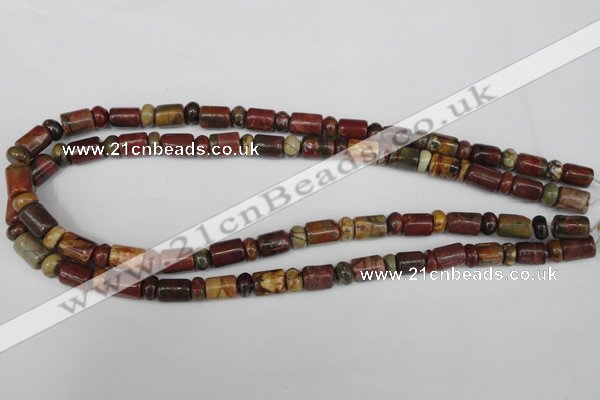 CPJ367 15.5 inches 5*8mm rondelle & 8*10mm tube picasso jasper beads