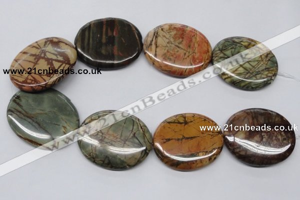 CPJ37 15.5 inches 40*50mm oval picasso jasper beads wholesale