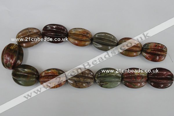 CPJ373 15.5 inches 25*32mm starfruit picasso jasper gemstone beads