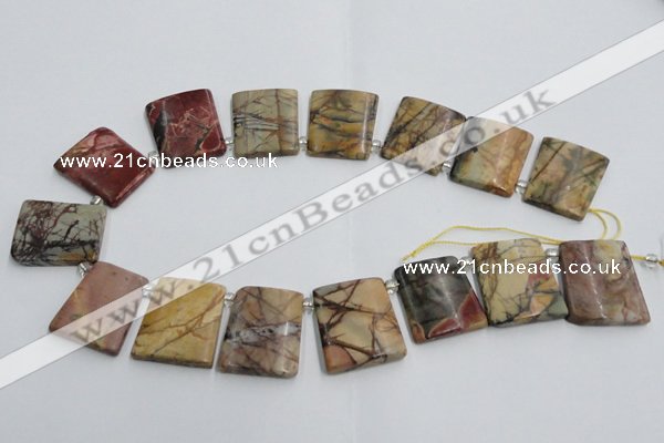 CPJ377 Top drilled 22*26mm trapezoid picasso jasper beads
