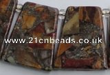 CPJ378 Top drilled 22*26mm trapezoid picasso jasper & pyrite beads