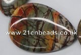 CPJ38 15.5 inches 40*60mm flat teardrop picasso jasper beads wholesale