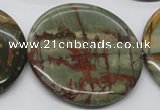 CPJ39 15.5 inches 55mm flat round picasso jasper beads wholesale