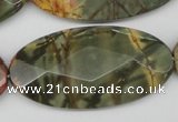 CPJ415 15 inches 25*50mm faceted oval picasso jasper gemstone beads