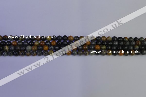 CPJ470 15.5 inches 4mm round black picasso jasper beads wholesale