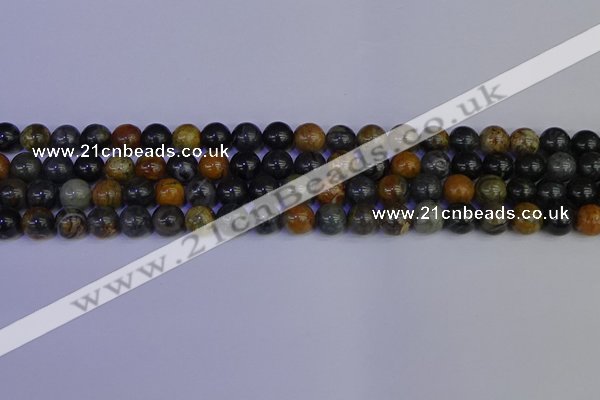 CPJ472 15.5 inches 8mm round black picasso jasper beads wholesale