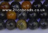 CPJ473 15.5 inches 10mm round black picasso jasper beads wholesale