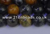 CPJ474 15.5 inches 12mm round black picasso jasper beads wholesale
