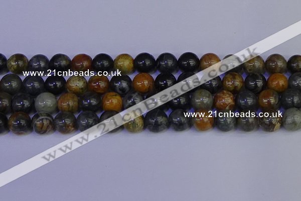 CPJ475 15.5 inches 14mm round black picasso jasper beads wholesale