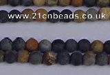 CPJ490 15.5 inches 4mm round matte black picasso jasper beads